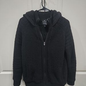 XRay Black Knit Fur Hooded Jacket